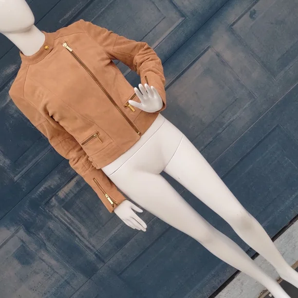 Michael Kors Ladies Genuine Italian Cow Leather Jacket w/Metal Accents